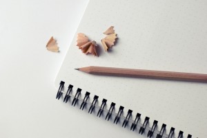 sharp pencil and notebook